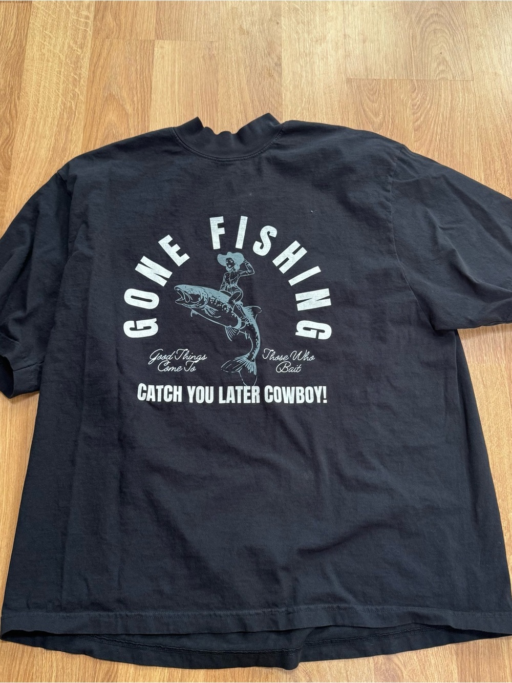 Gone Fishing Black Graphic Tee - Catch You Later Cowboy